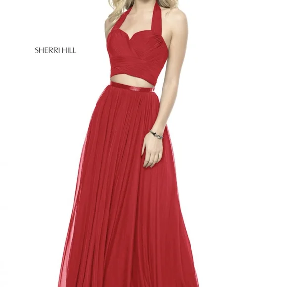 Sherri Hill | Dresses | Sherri Hill Red 2pc Halter Gown Nwt | Poshmark